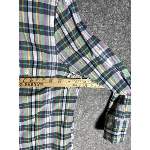 J Crew Long Sleeve Plaid Popover 3/4 Button Shirt Womens Size Medium Pocket - Picture 12 of 14